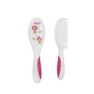 Conjunto Para Cabelo Soft Escova E Pente Kuka Rosa E Branco