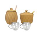 Conjunto Para Café Açucareiro Meleira Com 2 Xícaras 80ml