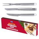 Conjunto Para Churrasco C/ 3 Peças Aço Inoxidável S/ Estojo