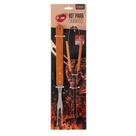 Conjunto Para Churrasco De Aço Inox Contendo Um Garfo 35,3X2,3CM E Um Pegador 34X6,5CM Linha Cheff Clink Prático E Fácil