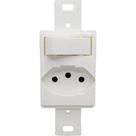 Conjunto Para Condulete Dicompel Monaco Branco 1 Paralelo + 1 Tomada 2P.+T. 20A. - Dc-6100/4 Conjunto Para Condulete Dicompel Monaco Branco 1 Paralelo + 1 Tomada 2P.+T. 20A. - Dc-6100/4
