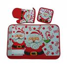 Conjunto Para Cozinha 4 Peças Natal Tapete Pegador Luva e Pano de Prato Saldão