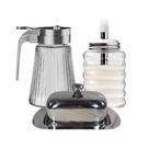 Conjunto Para Cozinha Com Manteigueira Inox Açucareiro E Meleira De Vidro