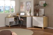 Conjunto para escritório 2 peças com Esrivaninha Gold e Balcão Lugano Olmo/Branco Artany