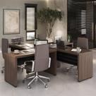Conjunto para Escritório com 4 Mesas Tamburato 1400 135cm Charuto E Preto