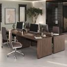Conjunto para Escritório com 4 Mesas Tamburato 1600 1585cm Charuto E Preto Conjunto para Escritório com 4 Mesas Tamburato 1600 1585cm Charuto E Preto