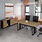 Conjunto para Escritório com Mesa de Reunião 6 Lugares e 2 Armários Baixos com Chave Espresso Móveis Macadâmia Preto Conjunto para Escritório com Mesa de Reunião 6 Lugares e 2 Armários Baixos com Chave Espresso Móveis Macadâmia Preto