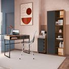 Conjunto para Escritório Office com Escrivaninha 1 GV, Gaveteiro 4 GV e Estante Livreiro 1 PT Grafite e Mel
