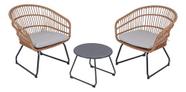 Conjunto Para Jardim 3 Pecas Em Aco Bege Com Poltronas Conjunto Para Jardim 3 Pecas Em Aco Bege Com Poltronas