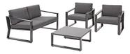 Conjunto Para Jardim 4 Lugares Em Aluminio Cinza Com Mesa