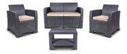 Conjunto Para Jardim 4 Lugares Em Rattan Chumbo Com Mesa