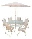 Conjunto Para Jardim 8 Peças Taupe Ombrelone, Cadeira, Mesa