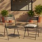 Conjunto Para Jardim Aco Cinza 2 Pecas Cadeiras Dobraveis