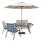 Conjunto Para Jardim Cinza 4 Lugares Em Aco Com Ombrelone