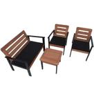Conjunto para Jardim com 1 Sofá 2 Poltronas 1 Mesa de Centro Madeira Maciça Cairo Black Yescasa