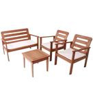 Conjunto para Jardim com 1 Sofá 2 Poltronas 1 Mesa de Centro Madeira Maciça Cairo