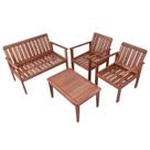 Conjunto para Jardim com 1 Sofá 2 Poltronas 1 Mesa de Centro Madeira Maciça