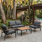 Conjunto para Jardim com 1 Sofá 2 Poltronas e 1 Mesa de Alumínio Oasis
