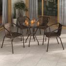 Conjunto para Jardim com Mesa Vidro 60cm e 4 Cadeiras Junco Sintético Multimóveis CR8008