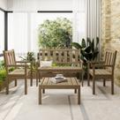 Conjunto para Jardim de Madeira 100% Eucalipto 4 Peças Envelhecido Vegas