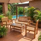 Conjunto para Jardim de Madeira Eucalipto 4 Peças sem Almofada Nature Yescasa