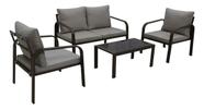 Conjunto Para Jardim Marrom Aco 4 Pecas Sofa Poltronas Mesa