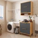 Conjunto para Lavanderia com 2 Peças 100% MDF Vicenza Espresso Móveis Cinza/Amêndoa/Chumbo Conjunto para Lavanderia com 2 Peças 100% MDF Vicenza Espresso Móveis Cinza/Amêndoa/Chumbo
