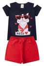 Conjunto para meninas verão estampa cachorro marinho