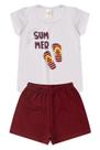 Conjunto para meninas verão estampa chinelo branco