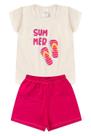 Conjunto para meninas verão estampa chinelo off white
