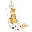 Conjunto para Pintar Mamãe & Bebê Em Madeira Com Cavalete Pincel Telas Paleta e Tinta