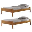 Conjunto para Quarto 2 Camas de Solteiro 90cm em Madeira Maciça Turca Slim