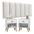 Conjunto Para Quarto Cabeceira Rubi 1.40 Cama Casal com 2 Mesas de Cabeceira Pérola New