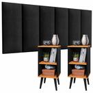 Conjunto Para Quarto Cabeceira Rubi 1,60 Cama Queen com 2 Mesas de Cabeceira Charme