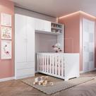 Conjunto para Quarto de Bebê com Guarda-roupas e Berço com Colchão