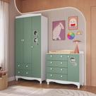 Conjunto para Quarto Infantil com Guarda-Roupa e Cômoda Trocador Encanto Branco/Verde Conjunto para Quarto Infantil com Guarda-Roupa e Cômoda Trocador Encanto Branco/Verde