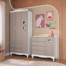 Conjunto para Quarto Infantil com Guarda-Roupa e Cômoda Trocador Encanto Cinza/Branco/Cinnamon