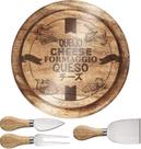 Conjunto para Queijo 4 P/ tábua vidro Madeira Euro Home
