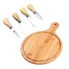 Conjunto para Queijo Frios Petiscos Bambu 5 Peças Faca Garfo