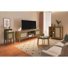 Conjunto para Sala de Estar Charlotte com Rack para TV até 75 polegadas, Buffet 1 PT, Mesa Lateral 1 PT e Mesa de Centro Verde Menta e Carvalho