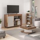 Conjunto para Sala de Estar Sampa com Rack para TV até 47 Polegadas, Mesa de Centro e Mesa Lateral Cinamomo e Off White