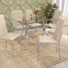 Conjunto para Sala de Jantar 1 Mesa Loire Tampo de Vidro Retangular 6 Cadeiras Amsterdã Conjunto para Sala de Jantar 1 Mesa Loire Tampo de Vidro Retangular 6 Cadeiras Amsterdã