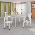 Conjunto para Sala de Jantar com 1 Mesa Granito e 4 Cadeiras Lara Branco/Botanic Bege