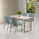 Conjunto para Sala de Jantar com 4 Cadeiras Dora Bege/Champagne/Verde Claro/Off White