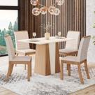 Conjunto para Sala de Jantar com 4 Cadeiras Orus Marrom/Nature/Off White