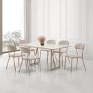 Conjunto para Sala de Jantar com 6 Cadeiras Betina Bege/Champagne/Off White Conjunto para Sala de Jantar com 6 Cadeiras Betina Bege/Champagne/Off White