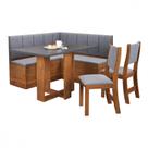 Conjunto para Sala de Jantar com Mesa, Banco e Cadeiras Mel Cinza Viero
