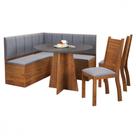 Conjunto para Sala de Jantar com Mesa Redonda, Banco e Cadeiras Mel Cinza Viero