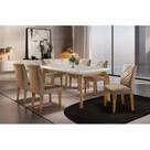 Conjunto para Sala de Jantar Mesa Dublin 180cm Tampo Mdf Canto Reto com 6 Cadeiras Irlanda