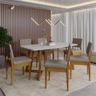 Conjunto para Sala de Jantar Tampo Oval 170cm com 6 Cadeiras Madeira Maciça Miami Cinza/Cerejeira/Café/Off White